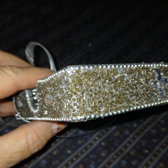 Beaded Coasters Set Beekman Rhinestone Crystals Silver